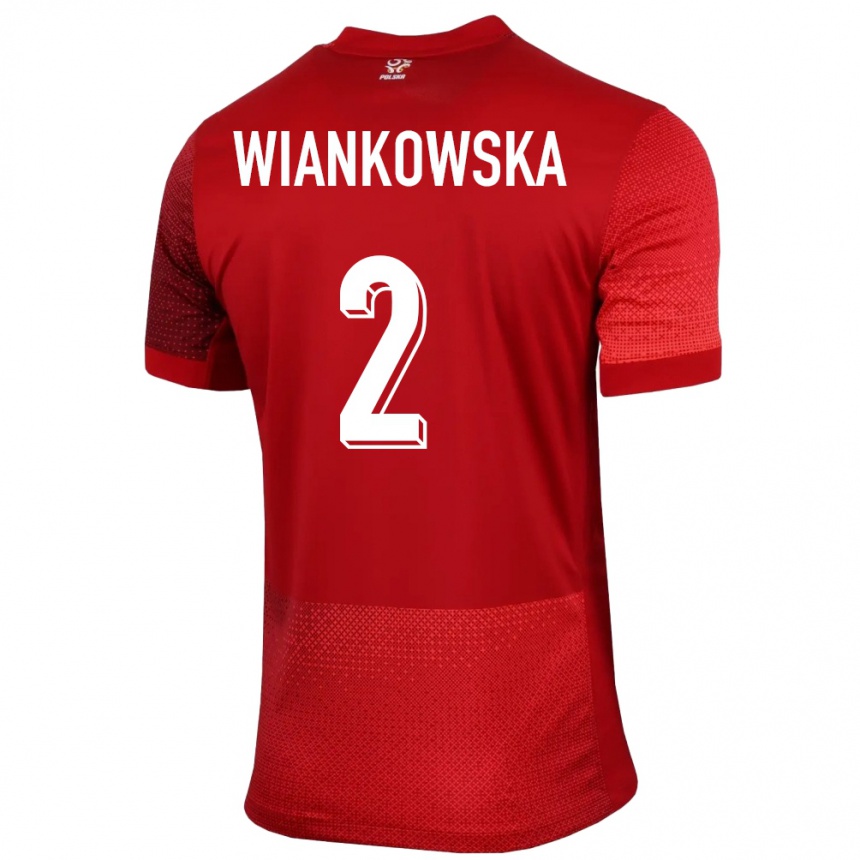 Kinder Fußball Polen Martyna Wiankowska #2 Rot Auswärtstrikot Trikot 24-26 T-Shirt Luxemburg
