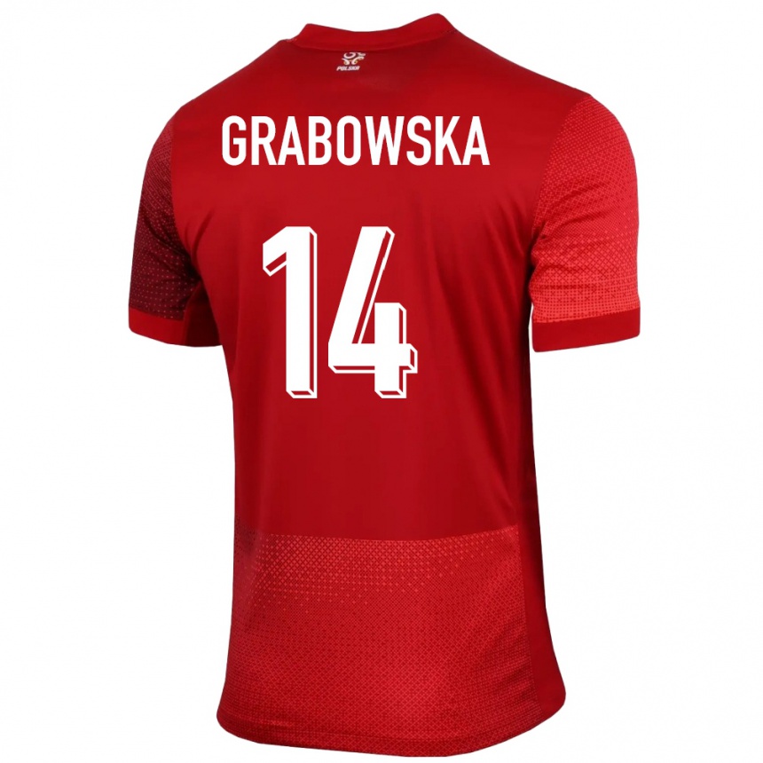 Kinder Fußball Polen Dominika Grabowska #14 Rot Auswärtstrikot Trikot 24-26 T-Shirt Luxemburg