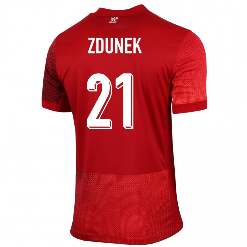 Kinder Fußball Polen Emilia Zdunek #21 Rot Auswärtstrikot Trikot 24-26 T-Shirt Luxemburg