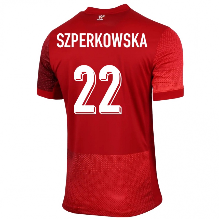 Kinder Fußball Polen Oliwia Szperkowska #22 Rot Auswärtstrikot Trikot 24-26 T-Shirt Luxemburg
