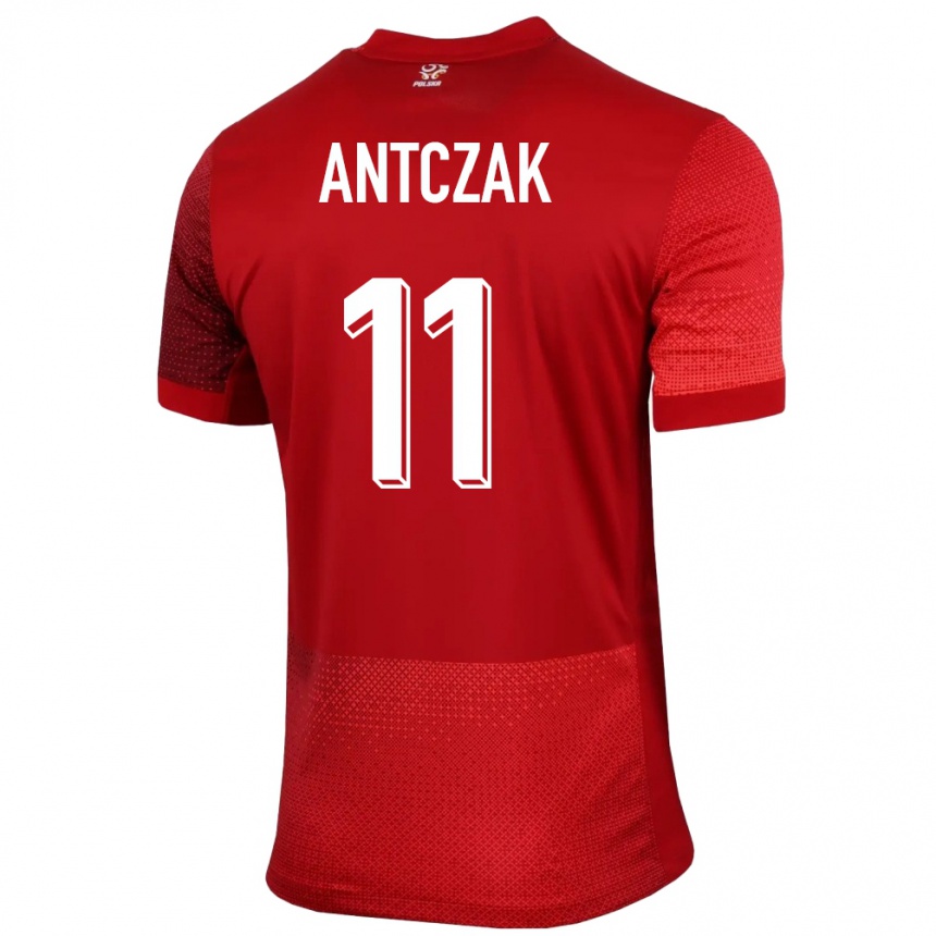 Kinder Fußball Polen Jakub Antczak #11 Rot Auswärtstrikot Trikot 24-26 T-Shirt Luxemburg