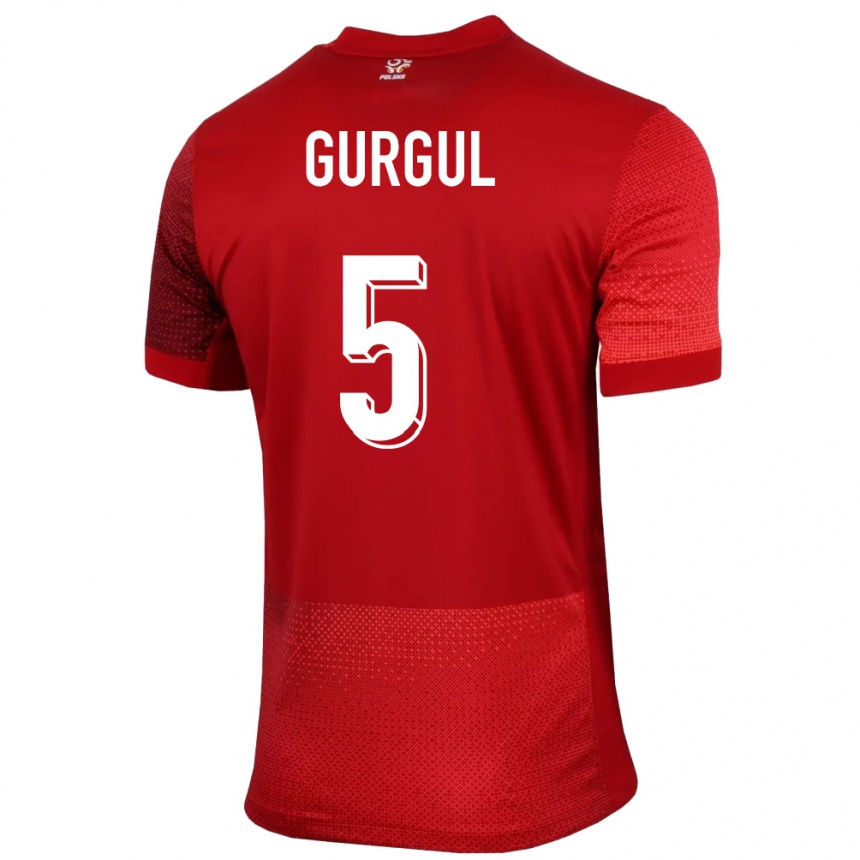 Kinder Fußball Polen Michal Gurgul #5 Rot Auswärtstrikot Trikot 24-26 T-Shirt Luxemburg
