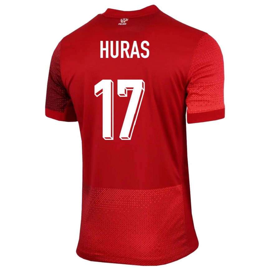 Kinder Fußball Polen Mike Huras #17 Rot Auswärtstrikot Trikot 24-26 T-Shirt Luxemburg
