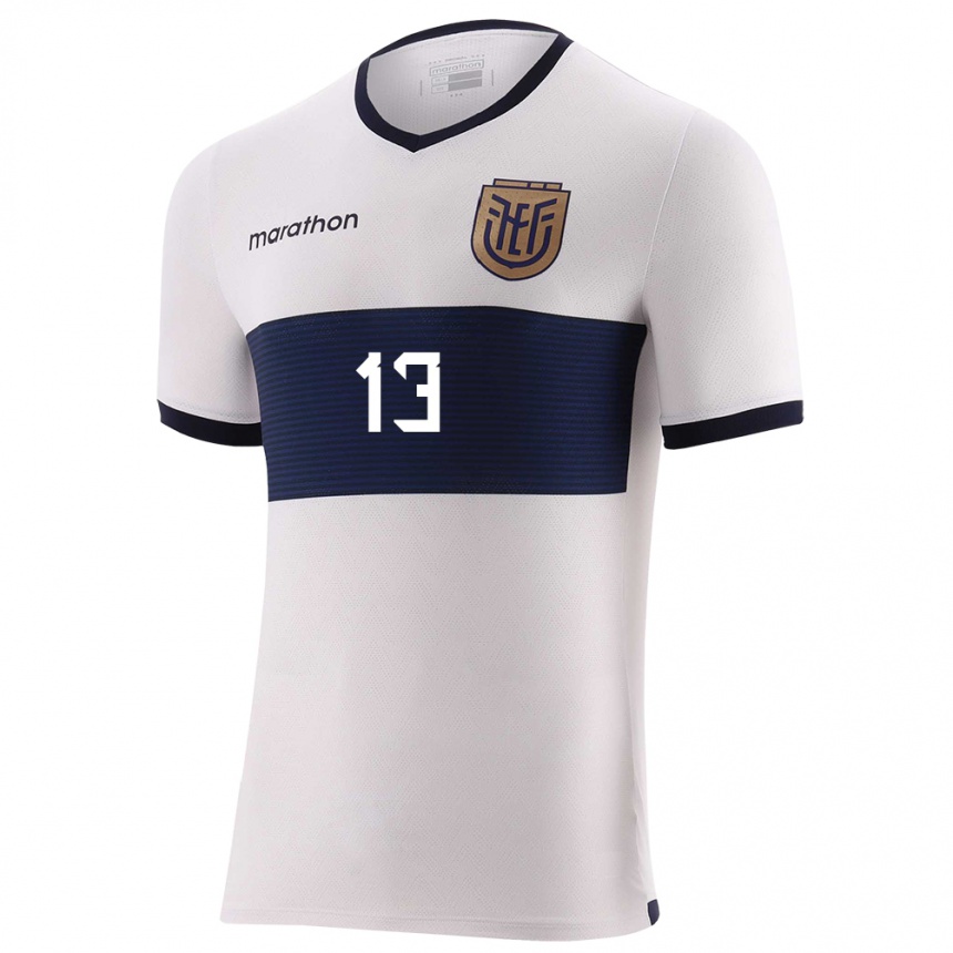 Kinder Fußball Ecuador Nayely Bolanos #13 Weiß Auswärtstrikot Trikot 24-26 T-Shirt Luxemburg
