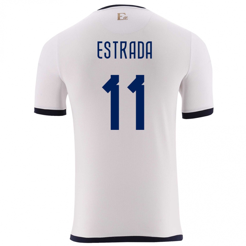 Kinder Fußball Ecuador Michael Estrada #11 Weiß Auswärtstrikot Trikot 24-26 T-Shirt Luxemburg