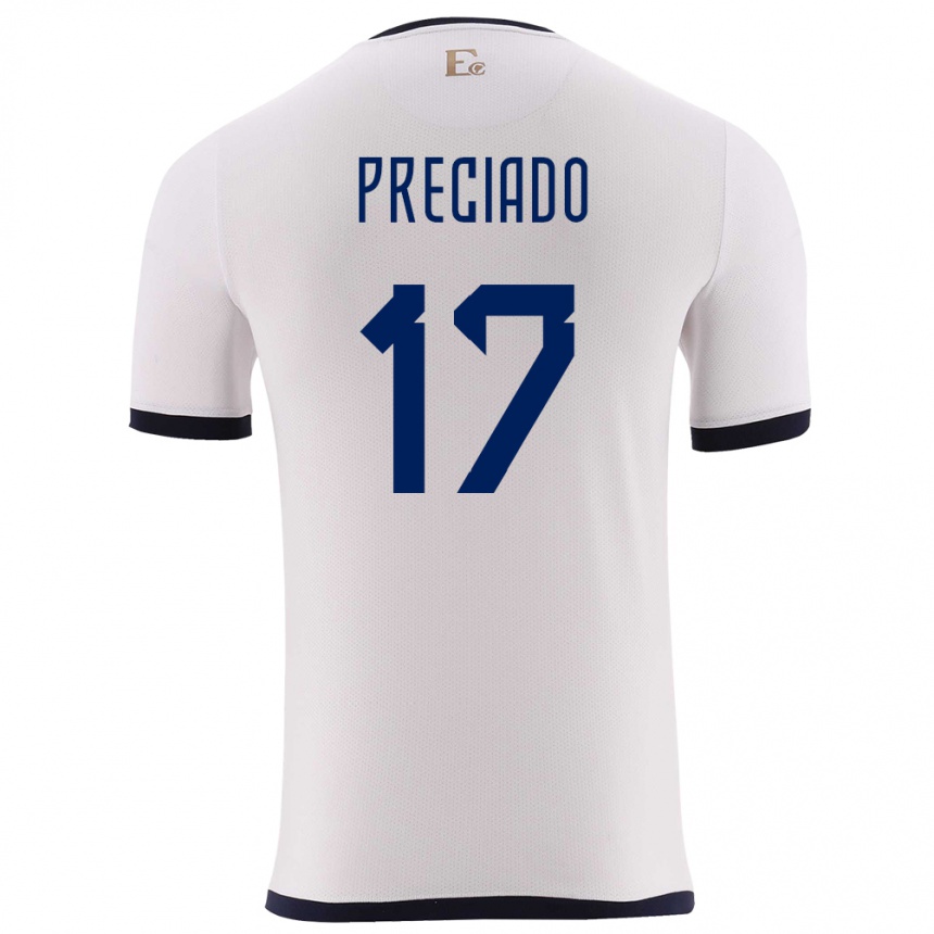 Kinder Fußball Ecuador Angelo Preciado #17 Weiß Auswärtstrikot Trikot 24-26 T-Shirt Luxemburg