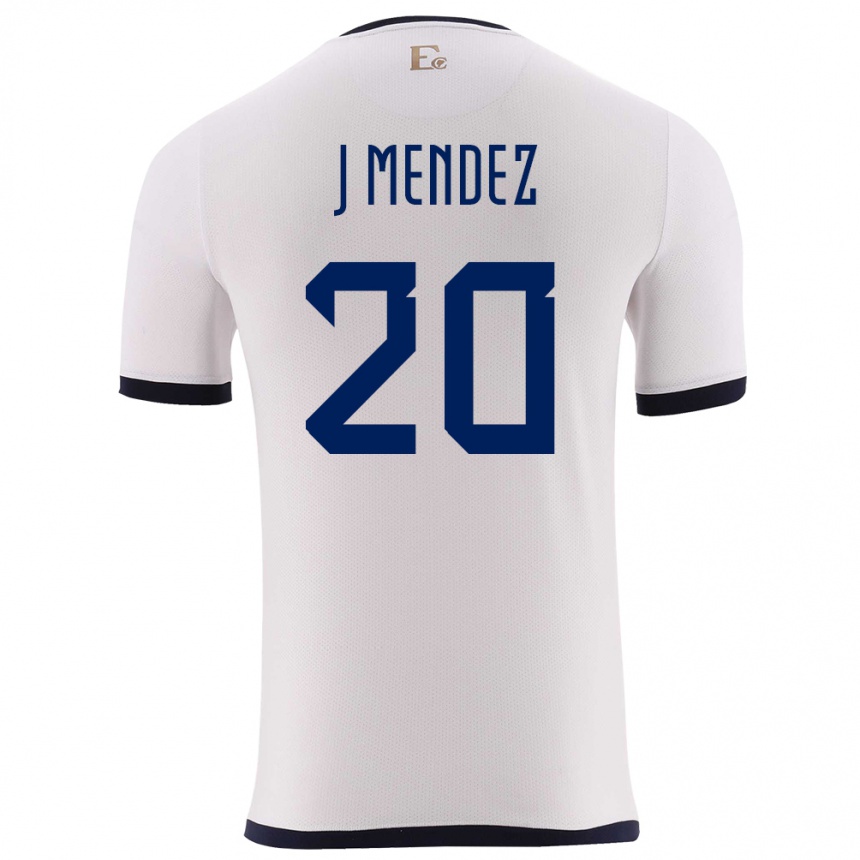 Kinder Fußball Ecuador Jhegson Mendez #20 Weiß Auswärtstrikot Trikot 24-26 T-Shirt Luxemburg