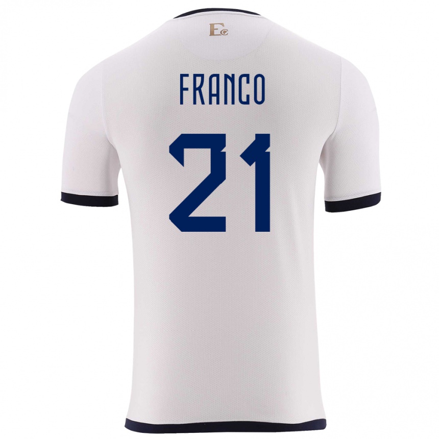 Kinder Fußball Ecuador Alan Franco #21 Weiß Auswärtstrikot Trikot 24-26 T-Shirt Luxemburg