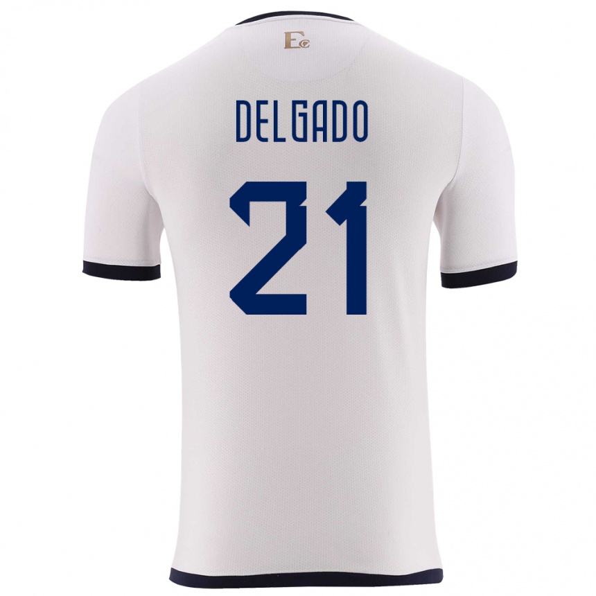 Kinder Fußball Ecuador Patrickson Delgado #21 Weiß Auswärtstrikot Trikot 24-26 T-Shirt Luxemburg