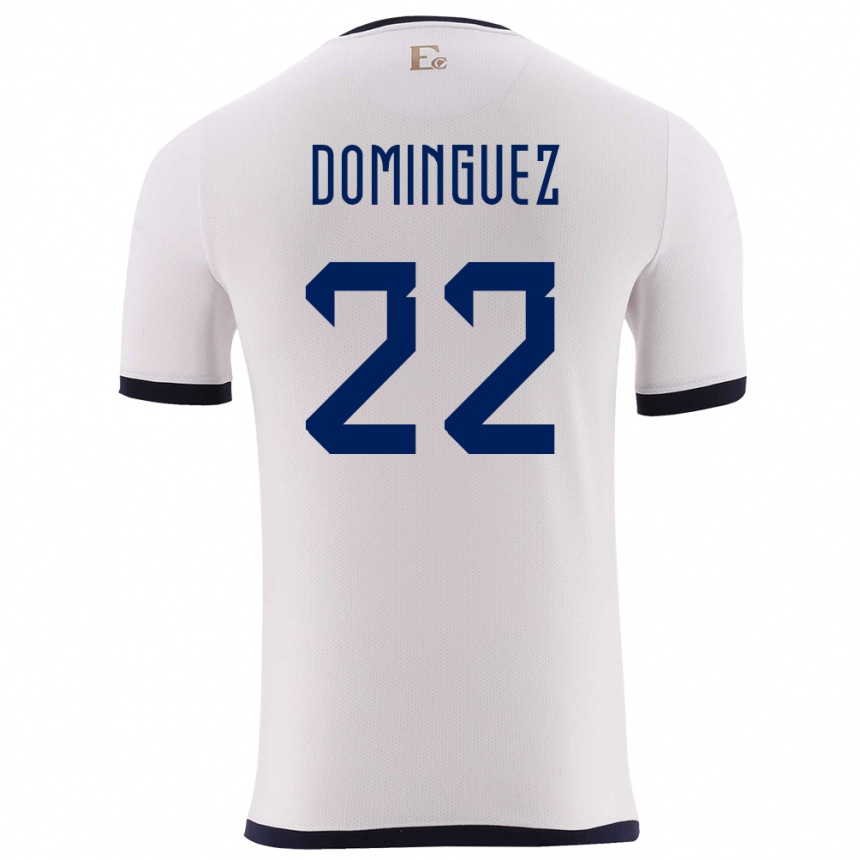 Kinder Fußball Ecuador Alexander Dominguez #22 Weiß Auswärtstrikot Trikot 24-26 T-Shirt Luxemburg
