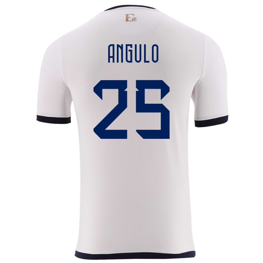 Kinder Fußball Ecuador Nilson Angulo #25 Weiß Auswärtstrikot Trikot 24-26 T-Shirt Luxemburg