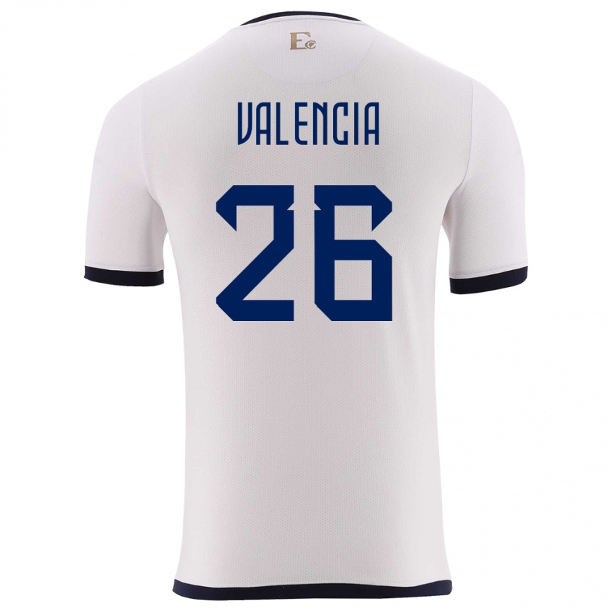 Kinder Fußball Ecuador Anthony Valencia #26 Weiß Auswärtstrikot Trikot 24-26 T-Shirt Luxemburg