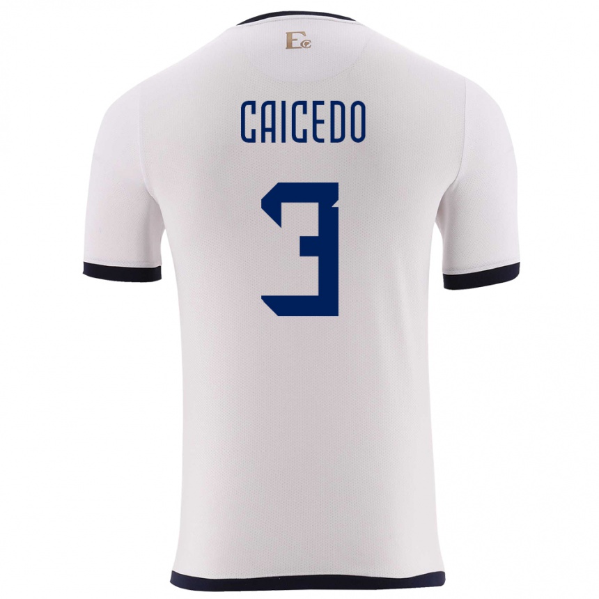 Kinder Fußball Ecuador Jessy Caicedo #3 Weiß Auswärtstrikot Trikot 24-26 T-Shirt Luxemburg