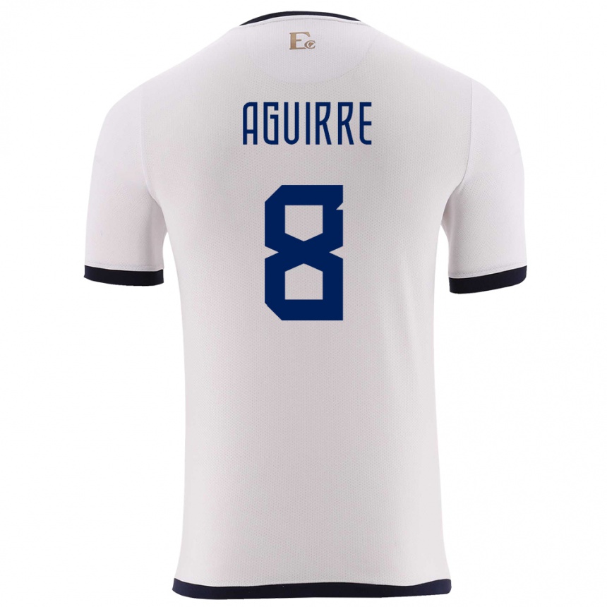 Kinder Fußball Ecuador Marthina Aguirre #8 Weiß Auswärtstrikot Trikot 24-26 T-Shirt Luxemburg