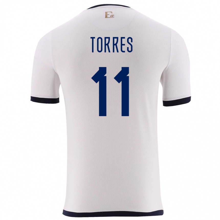 Kinder Fußball Ecuador Ambar Torres #11 Weiß Auswärtstrikot Trikot 24-26 T-Shirt Luxemburg