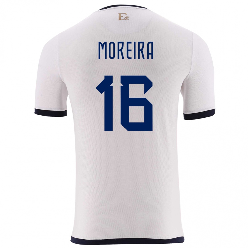 Kinder Fußball Ecuador Ligia Moreira #16 Weiß Auswärtstrikot Trikot 24-26 T-Shirt Luxemburg