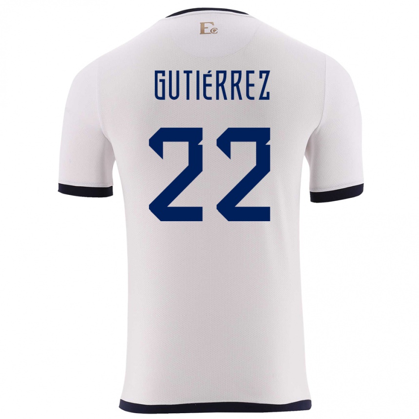 Kinder Fußball Ecuador Melanie Gutierrez #22 Weiß Auswärtstrikot Trikot 24-26 T-Shirt Luxemburg