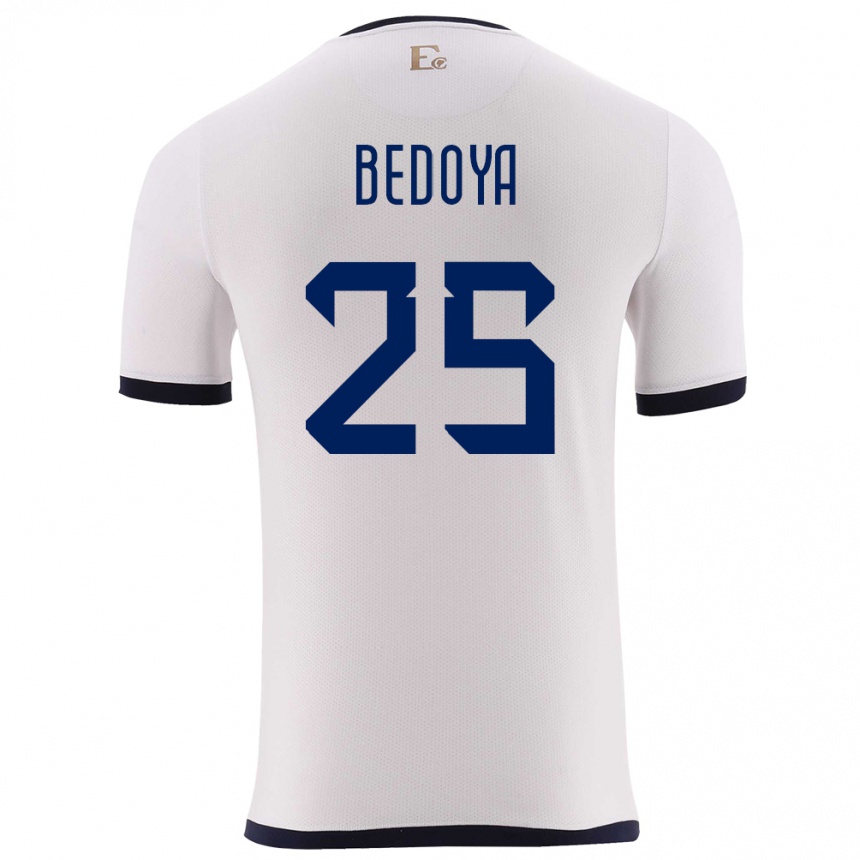 Kinder Fußball Ecuador Jaydah Bedoya #25 Weiß Auswärtstrikot Trikot 24-26 T-Shirt Luxemburg