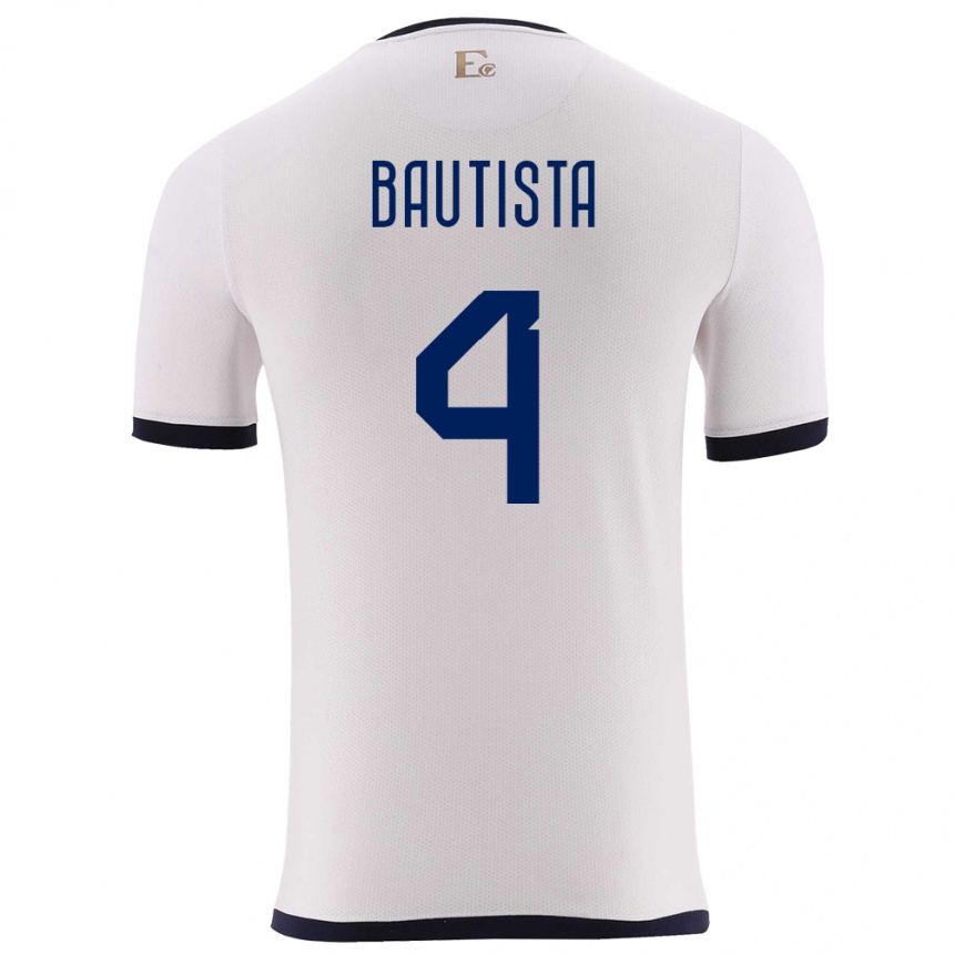 Kinder Fußball Ecuador Davis Bautista #4 Weiß Auswärtstrikot Trikot 24-26 T-Shirt Luxemburg