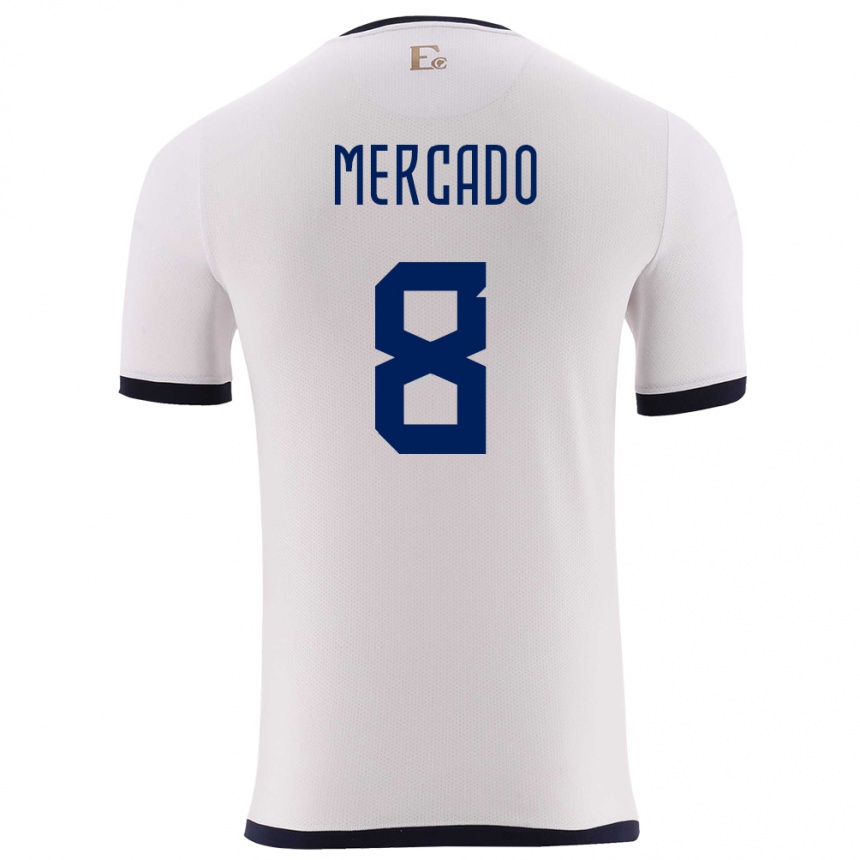 Kinder Fußball Ecuador Patrik Mercado #8 Weiß Auswärtstrikot Trikot 24-26 T-Shirt Luxemburg