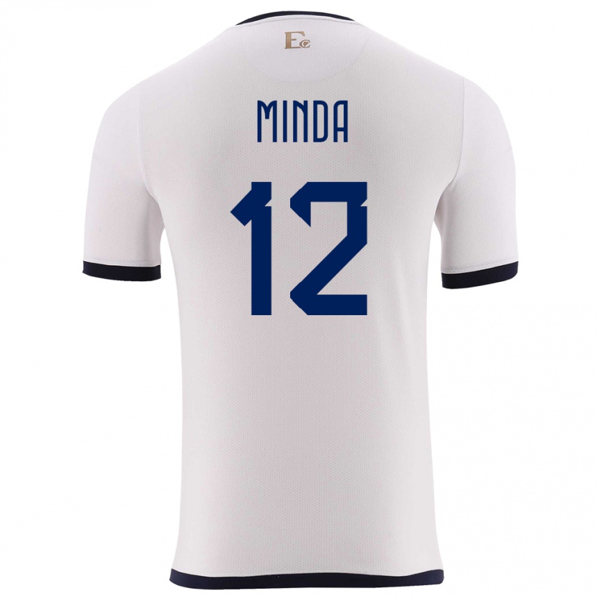Kinder Fußball Ecuador Ethan Minda #12 Weiß Auswärtstrikot Trikot 24-26 T-Shirt Luxemburg