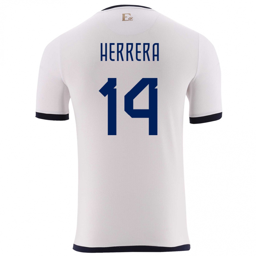 Kinder Fußball Ecuador Orlando Herrera #14 Weiß Auswärtstrikot Trikot 24-26 T-Shirt Luxemburg