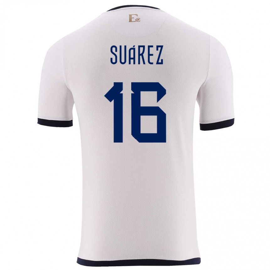 Kinder Fußball Ecuador Ariel Suarez #16 Weiß Auswärtstrikot Trikot 24-26 T-Shirt Luxemburg