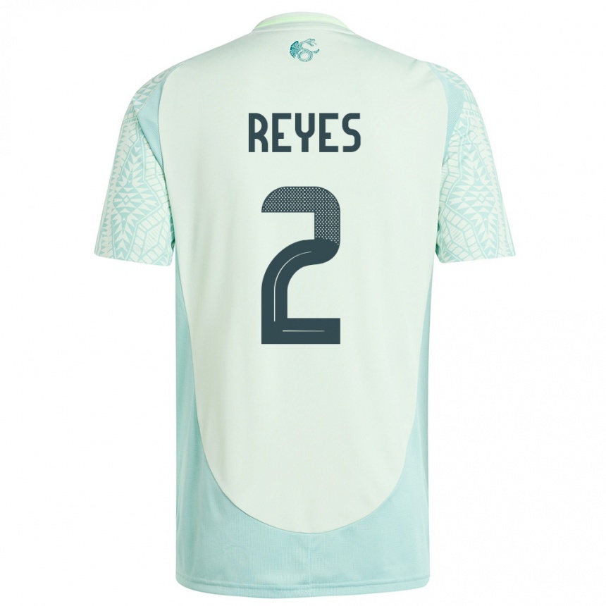 Kinder Fußball Mexiko Luis Reyes #2 Leinengrün Auswärtstrikot Trikot 24-26 T-Shirt Luxemburg