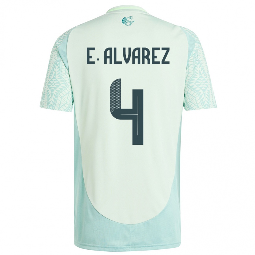 Kinder Fußball Mexiko Edson Alvarez #4 Leinengrün Auswärtstrikot Trikot 24-26 T-Shirt Luxemburg
