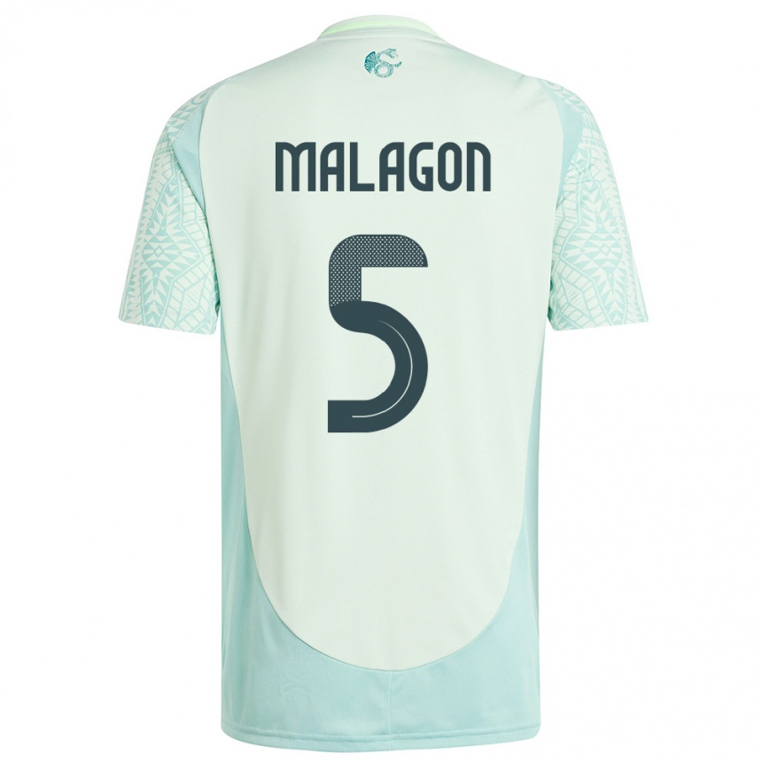 Kinder Fußball Mexiko Luis Malagon #5 Leinengrün Auswärtstrikot Trikot 24-26 T-Shirt Luxemburg