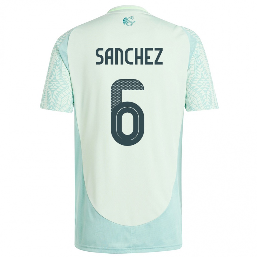 Kinder Fußball Mexiko Erick Sanchez #6 Leinengrün Auswärtstrikot Trikot 24-26 T-Shirt Luxemburg