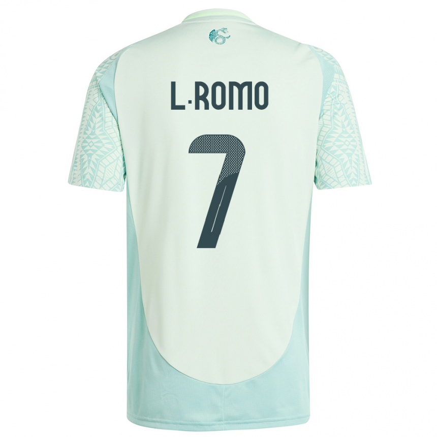 Kinder Fußball Mexiko Luis Romo #7 Leinengrün Auswärtstrikot Trikot 24-26 T-Shirt Luxemburg