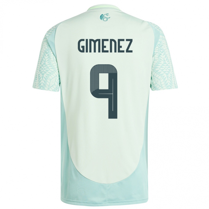 Kinder Fußball Mexiko Santiago Gimenez #9 Leinengrün Auswärtstrikot Trikot 24-26 T-Shirt Luxemburg