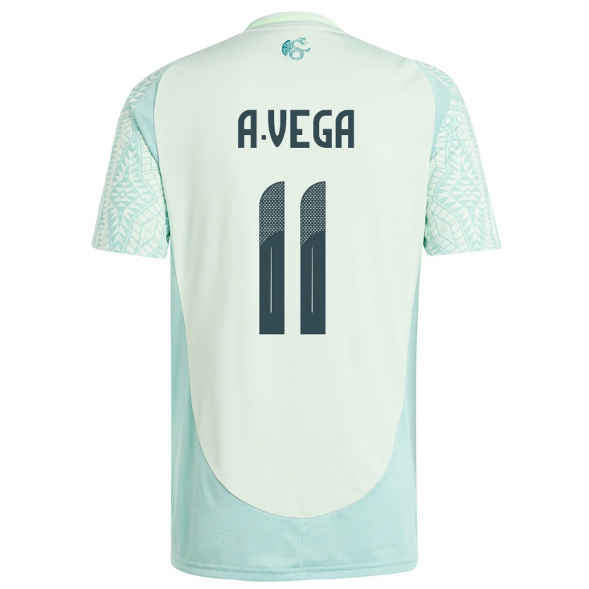 Kinder Fußball Mexiko Alexis Vega #11 Leinengrün Auswärtstrikot Trikot 24-26 T-Shirt Luxemburg
