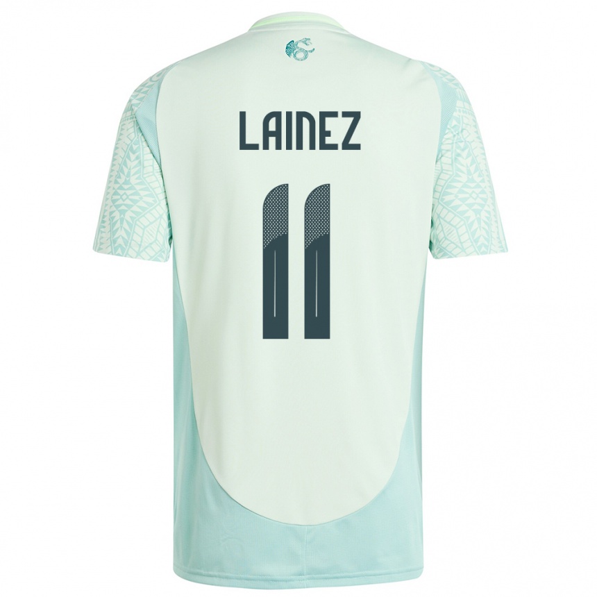 Kinder Fußball Mexiko Diego Lainez #11 Leinengrün Auswärtstrikot Trikot 24-26 T-Shirt Luxemburg