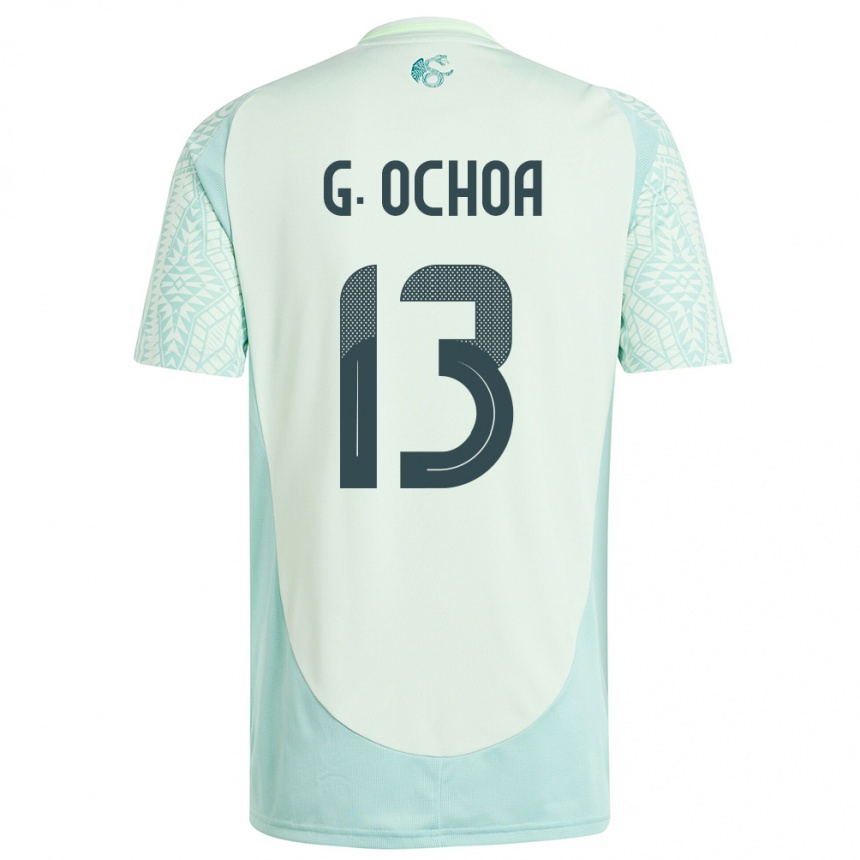 Kinder Fußball Mexiko Guillermo Ochoa #13 Leinengrün Auswärtstrikot Trikot 24-26 T-Shirt Luxemburg
