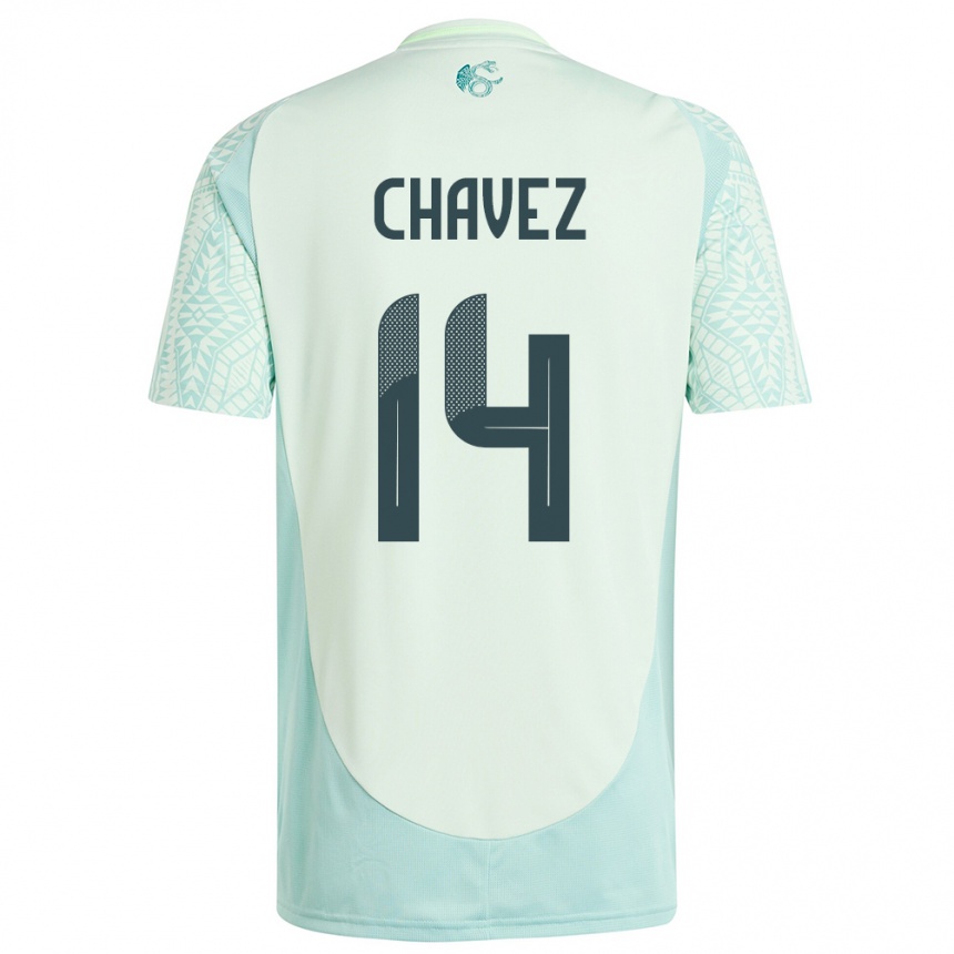 Kinder Fußball Mexiko Luis Chavez #14 Leinengrün Auswärtstrikot Trikot 24-26 T-Shirt Luxemburg