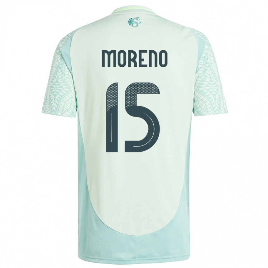 Kinder Fußball Mexiko Hector Moreno #15 Leinengrün Auswärtstrikot Trikot 24-26 T-Shirt Luxemburg