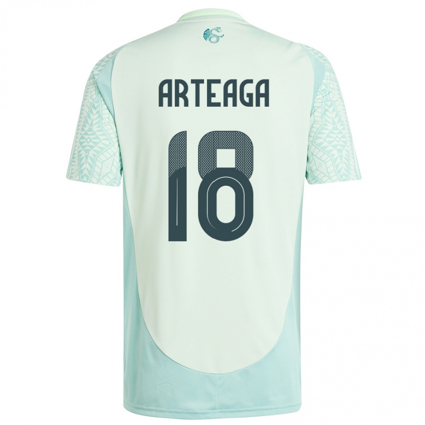 Kinder Fußball Mexiko Gerardo Arteaga #18 Leinengrün Auswärtstrikot Trikot 24-26 T-Shirt Luxemburg