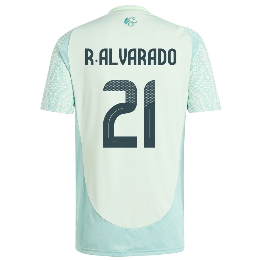 Kinder Fußball Mexiko Roberto Alvarado #21 Leinengrün Auswärtstrikot Trikot 24-26 T-Shirt Luxemburg