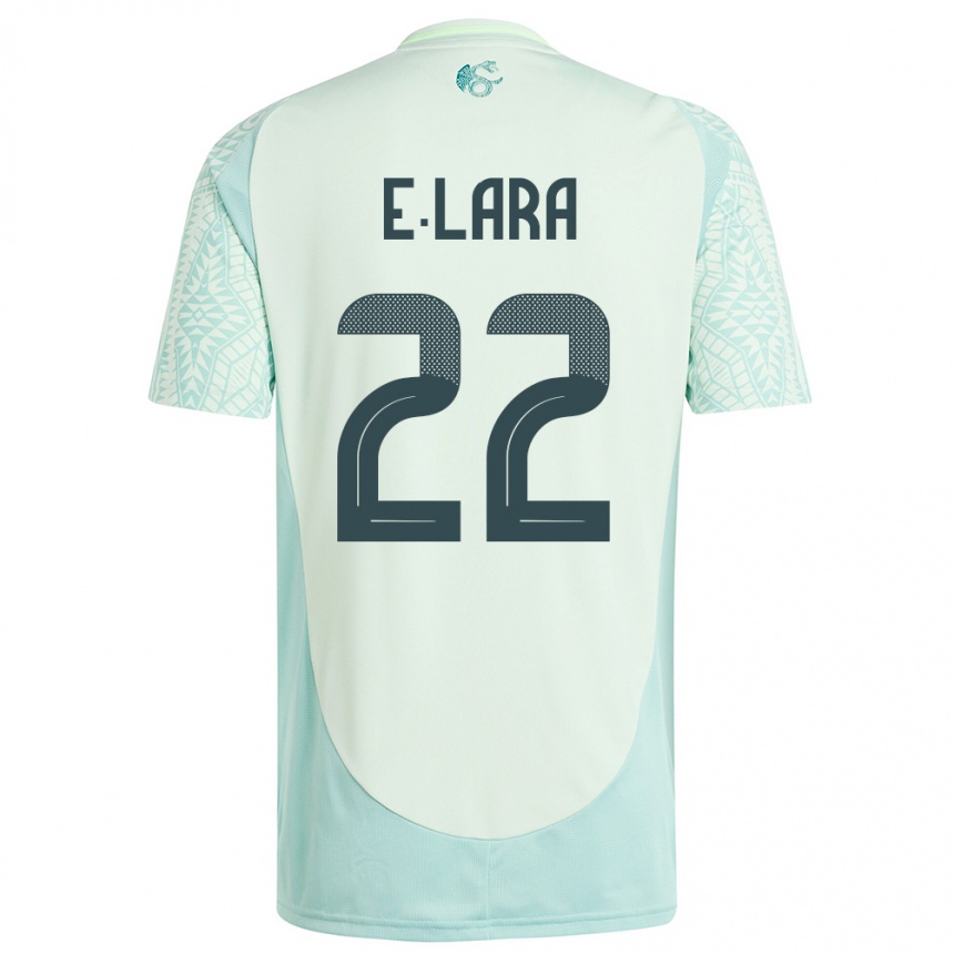 Kinder Fußball Mexiko Emilio Lara #22 Leinengrün Auswärtstrikot Trikot 24-26 T-Shirt Luxemburg