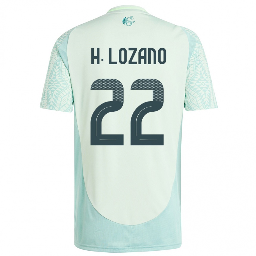 Kinder Fußball Mexiko Hirving Lozano #22 Leinengrün Auswärtstrikot Trikot 24-26 T-Shirt Luxemburg