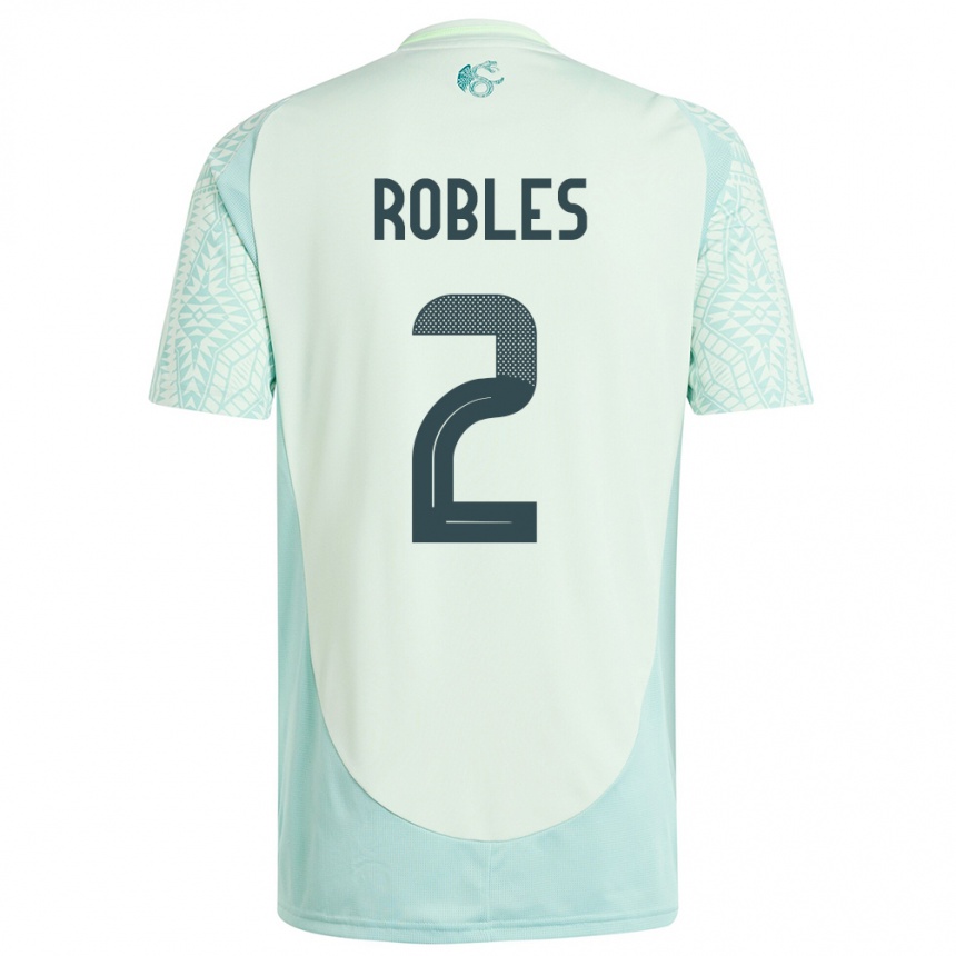 Kinder Fußball Mexiko Kenti Robles #2 Leinengrün Auswärtstrikot Trikot 24-26 T-Shirt Luxemburg