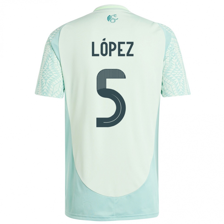 Kinder Fußball Mexiko Jimena Lopez #5 Leinengrün Auswärtstrikot Trikot 24-26 T-Shirt Luxemburg