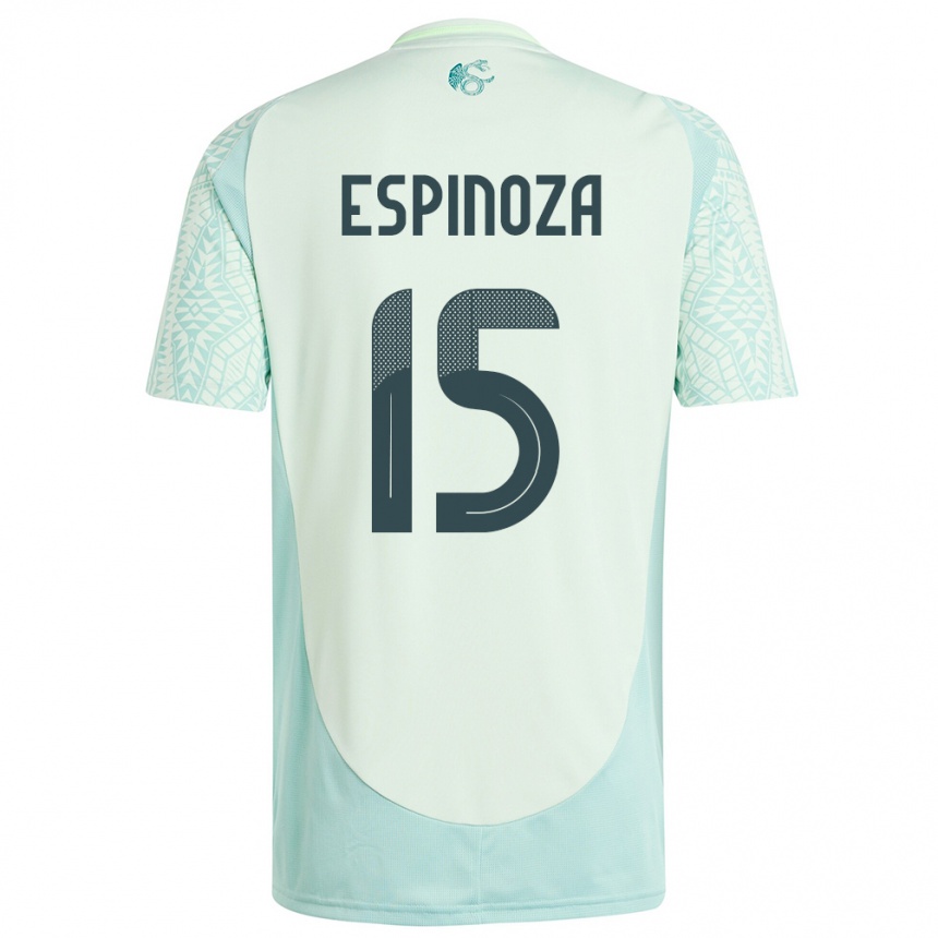 Kinder Fußball Mexiko Greta Espinoza #15 Leinengrün Auswärtstrikot Trikot 24-26 T-Shirt Luxemburg