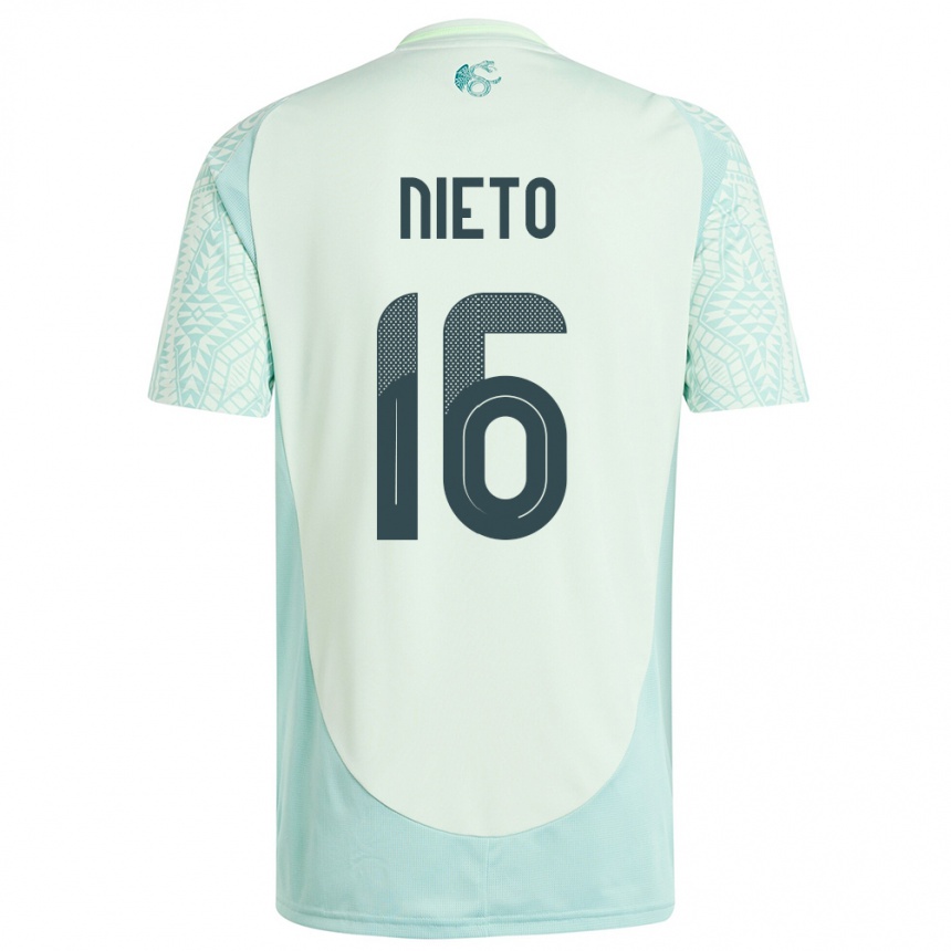 Kinder Fußball Mexiko Karla Nieto #16 Leinengrün Auswärtstrikot Trikot 24-26 T-Shirt Luxemburg