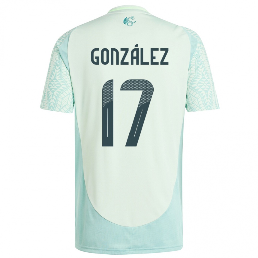 Kinder Fußball Mexiko Alison Gonzalez #17 Leinengrün Auswärtstrikot Trikot 24-26 T-Shirt Luxemburg