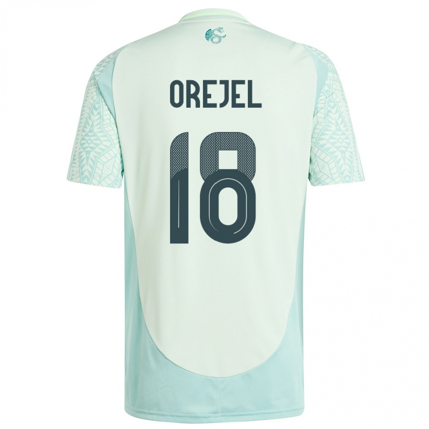 Kinder Fußball Mexiko Jocelyn Orejel #18 Leinengrün Auswärtstrikot Trikot 24-26 T-Shirt Luxemburg