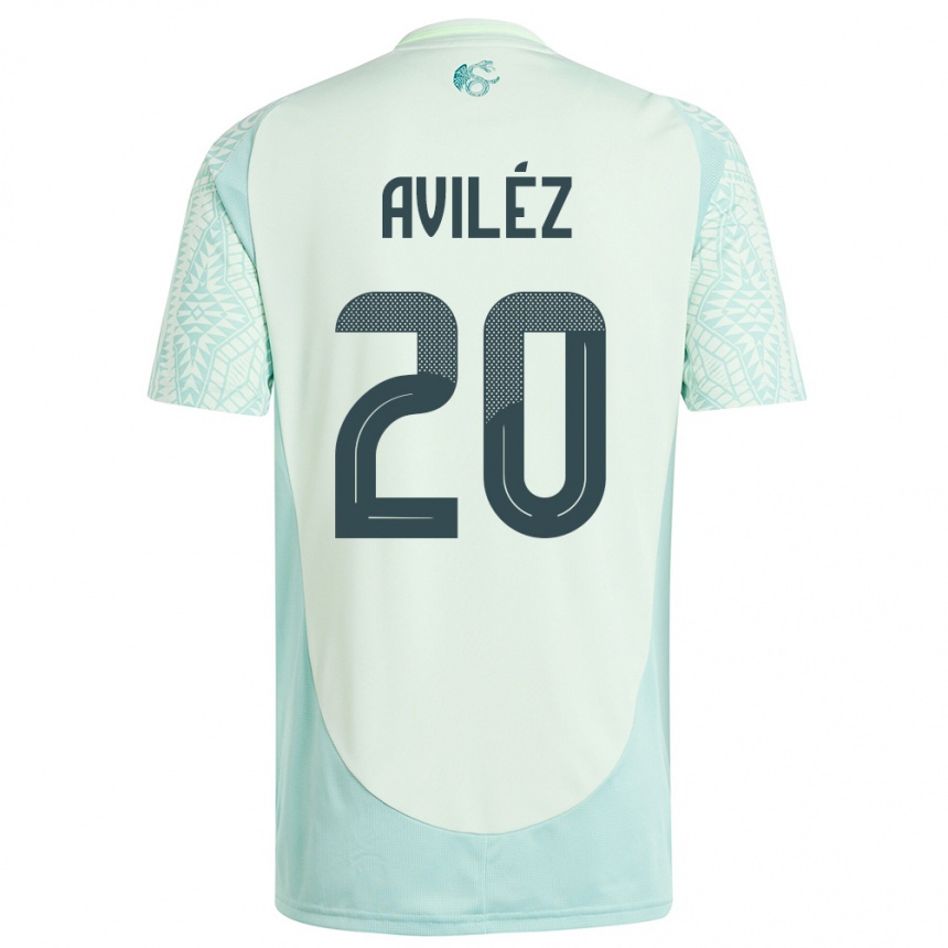 Kinder Fußball Mexiko Aylin Avilez #20 Leinengrün Auswärtstrikot Trikot 24-26 T-Shirt Luxemburg