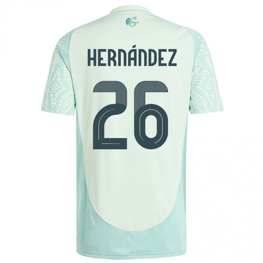 Kinder Fußball Mexiko Nicolette Hernandez #26 Leinengrün Auswärtstrikot Trikot 24-26 T-Shirt Luxemburg